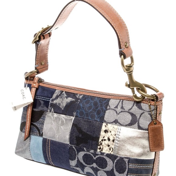 Coach Patchwork Shoulder Bag in Blue and Silver - Picture 6 of 10